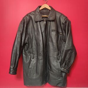 Wilsons Black Collared Thinsulate Leather Jacket Size Small
